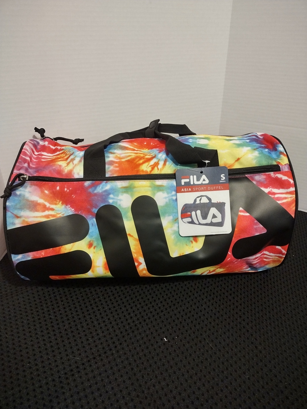 FILA Tie-Dye Sport Duffel Bag - Red, Yellow, Blue, Green